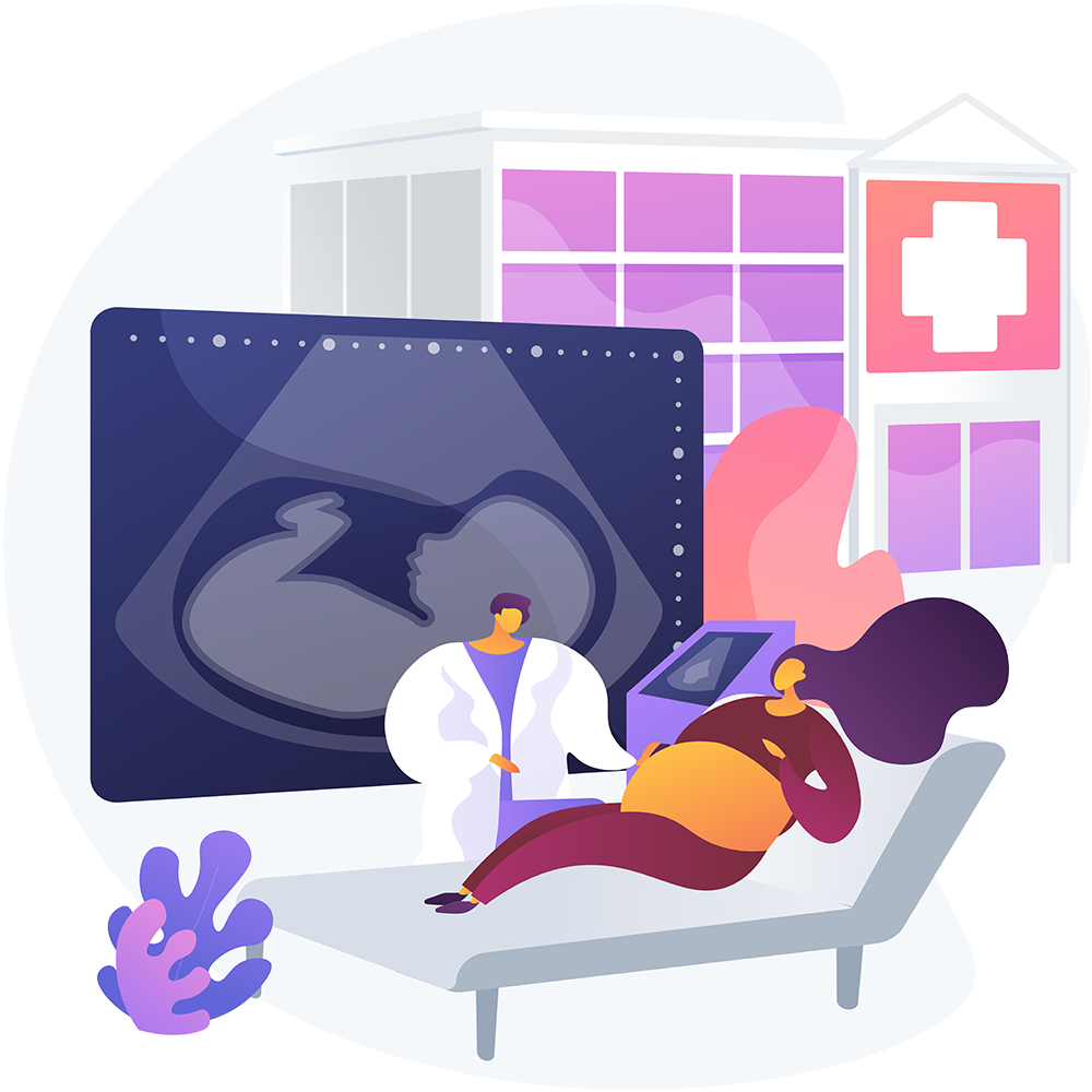 Family and healthcare team planning maternity and medical care